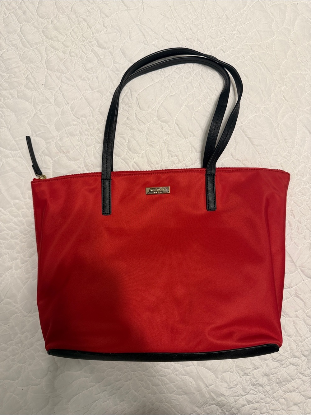Red Tote Bag with Black Handles - Unknown Brand